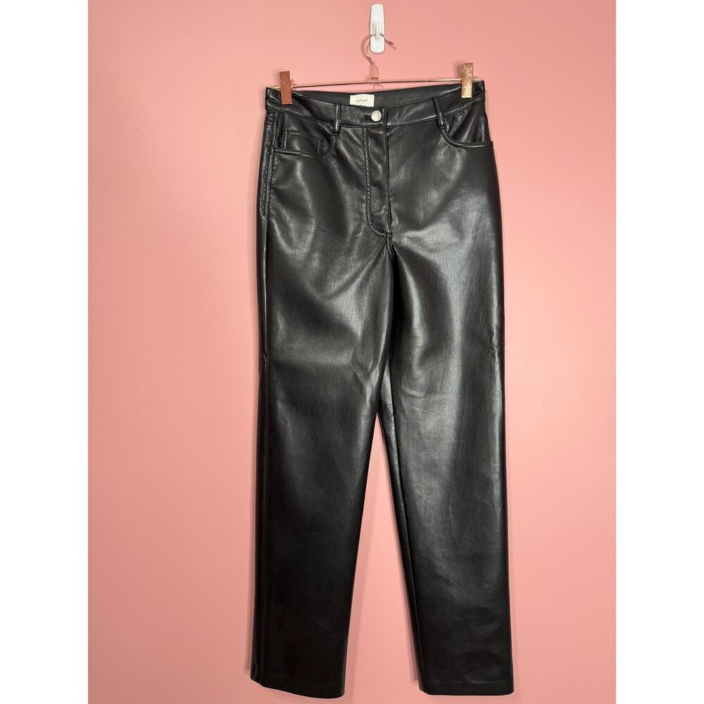 Wilfred Aritzia The Melina High-Waisted Vegan Leather Pant Black Size 6 Gothic - Picture 2 of 6